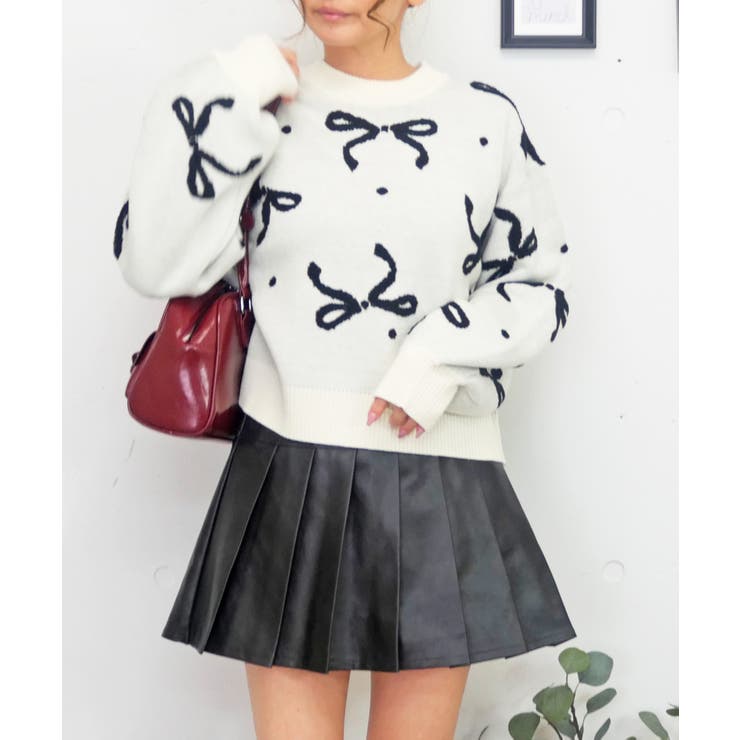 リボンパイルジャガードニット | FUN | 詳細画像1 