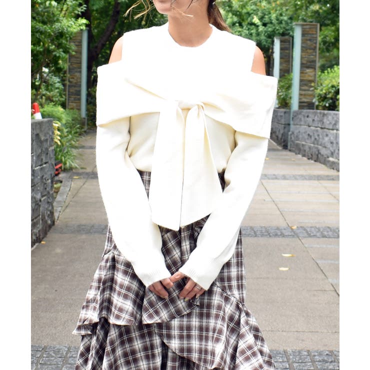 アイボリー | リボンカタアキニット | FUN