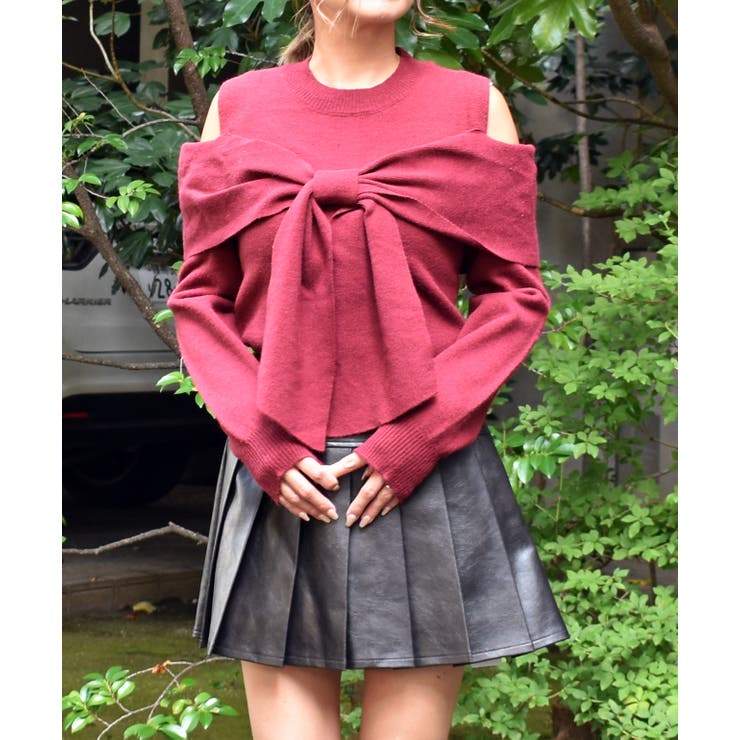 ボルドー | リボンカタアキニット | FUN