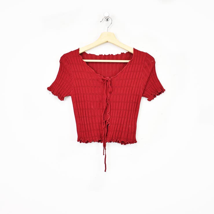 フィフィアンドロメオ　カシミアニット　リボン　SS バイカラースポンジリブニットポロ｜ニット - etoll.