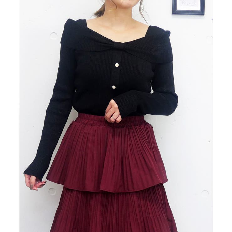 ブラック | ラメリボンニット | FUN