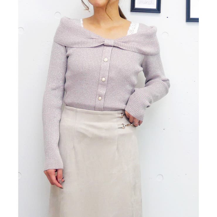 ピンク | ラメリボンニット | FUN