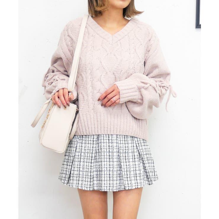 ピンク | モールケーブルニット | FUN