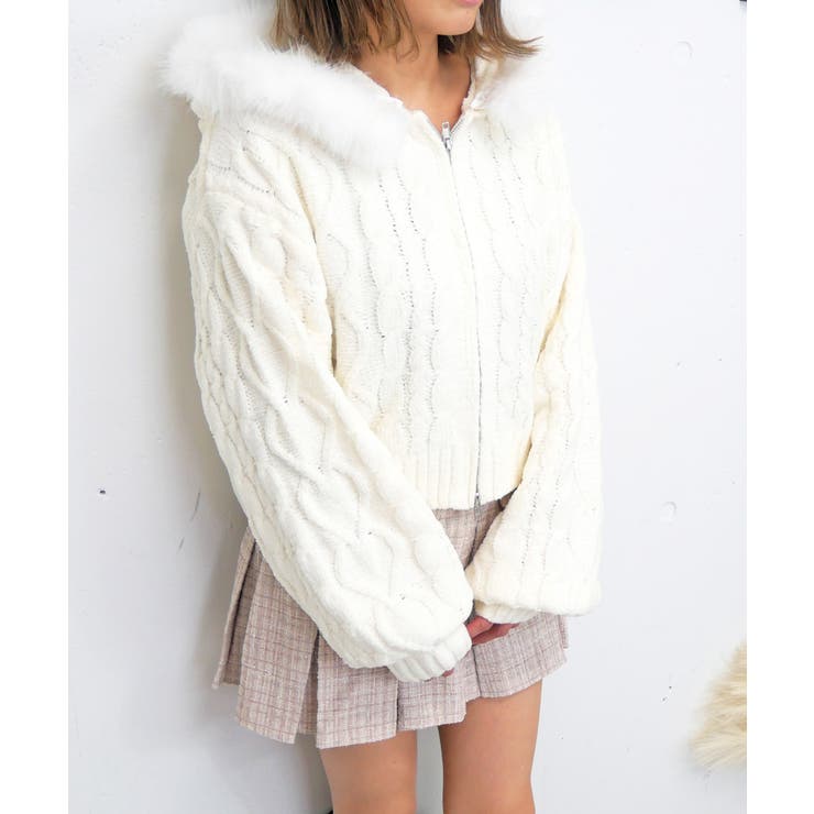 モールケーブルニットパーカー | FUN | 詳細画像1 