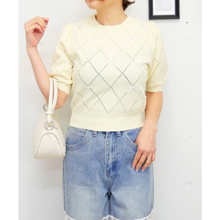 イエロー | リボンパールニット | FUN