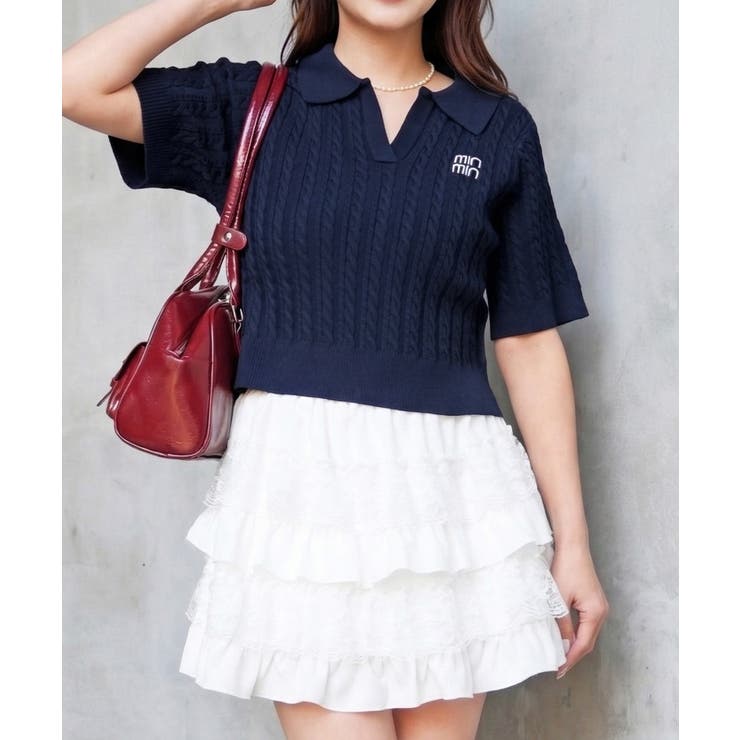 ネイビー | ケーブルスキッパーニット | FUN