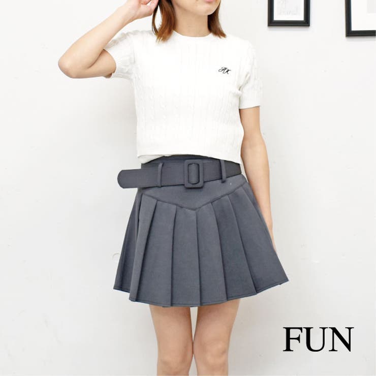 ケーブル半袖ニット[品番：TRNW0000916]｜FUN（ファン）｜レディース
