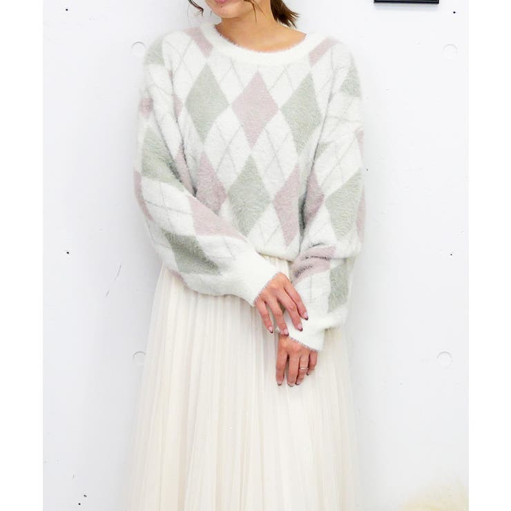 ピンク | シャギーアーガイルニット | FUN