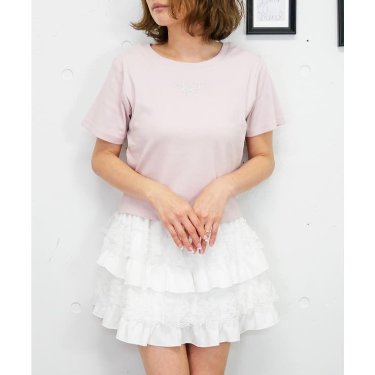 ピンク | ストーンリボンチビT | FUN