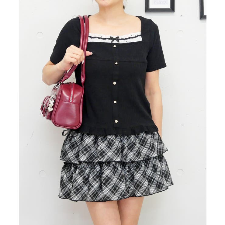 ブラック | ドッキングフリルプルオーバー | FUN