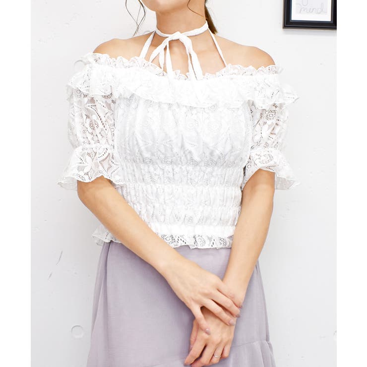 レースオフショルブラウス[品番：TRNW0001882]｜FUN（ファン）の