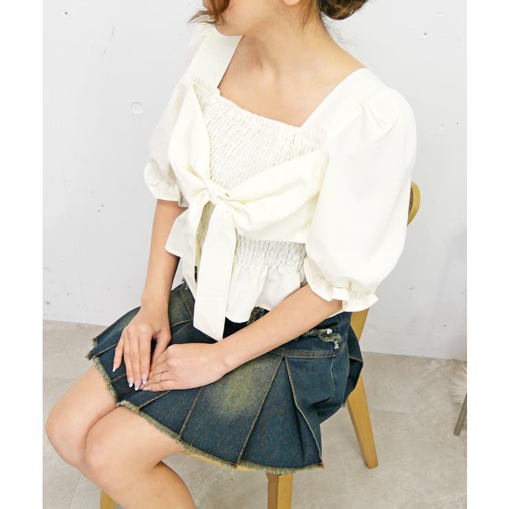 アイボリー | リボンブラウス | FUN