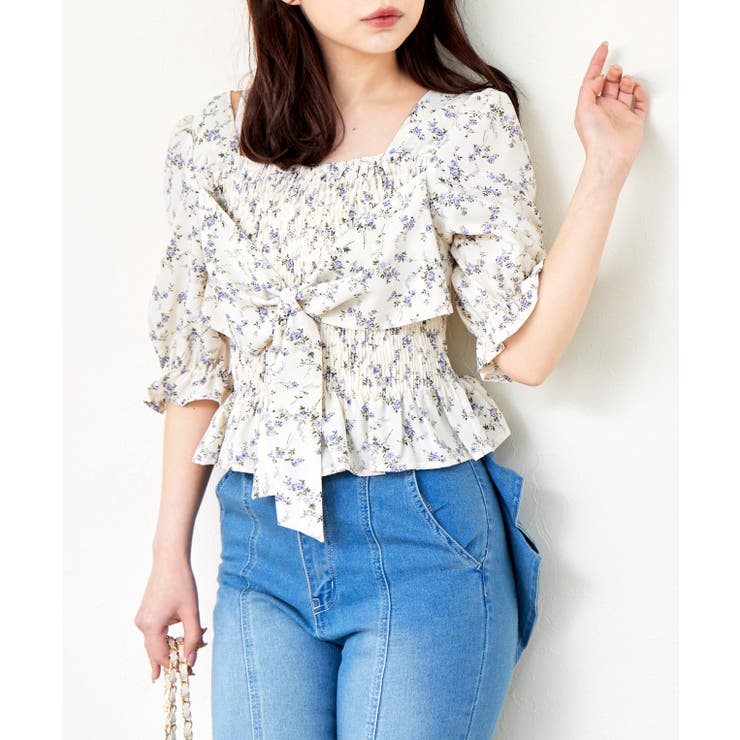 ハナガラリボンブラウス | FUN | 詳細画像1 