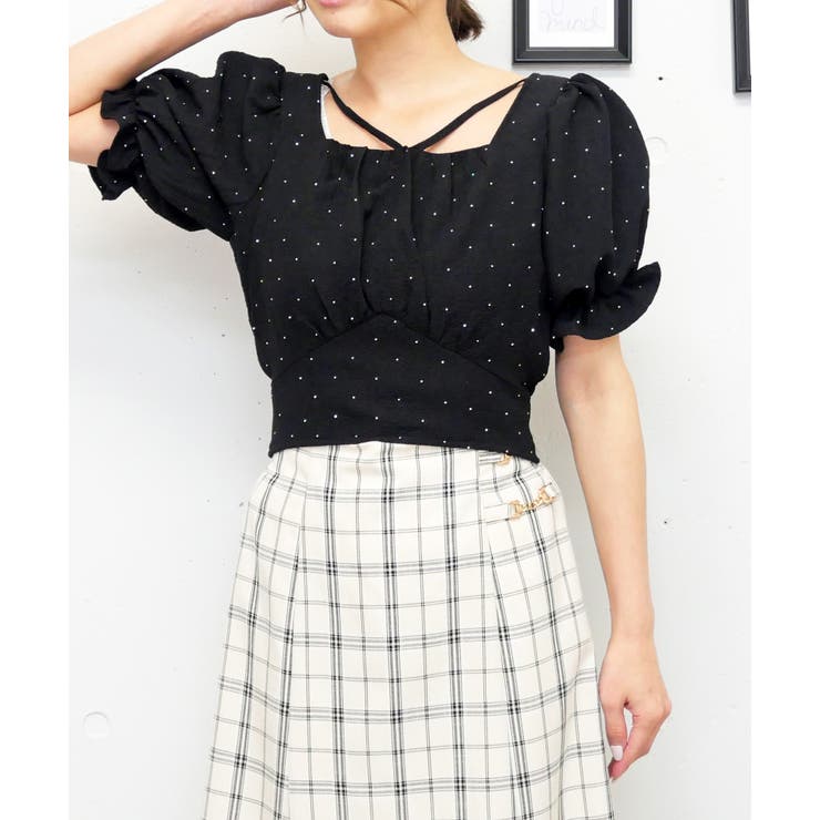 ブラック | ストーンリボンブラウス | FUN