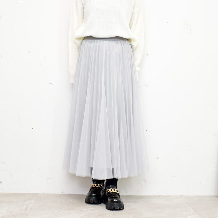 グレー | ストーンチュールスカート | FUN