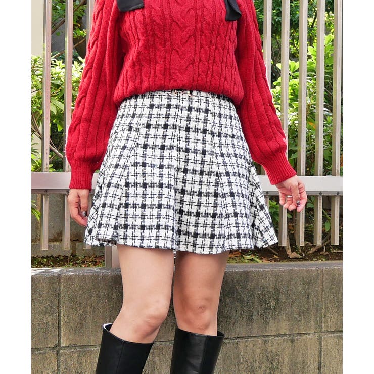 ブラック | ツイードビットスカート | FUN