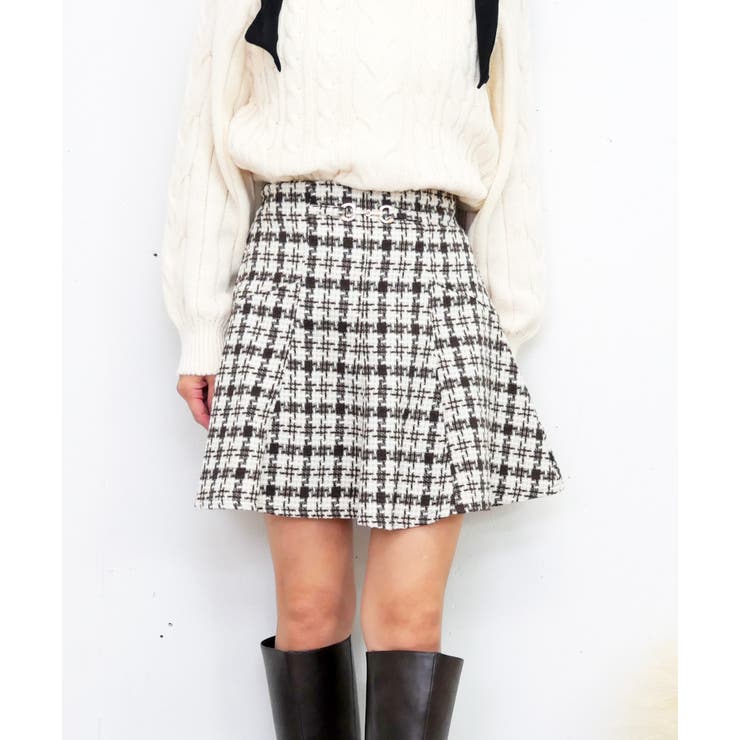 ブラウン | ツイードビットスカート | FUN