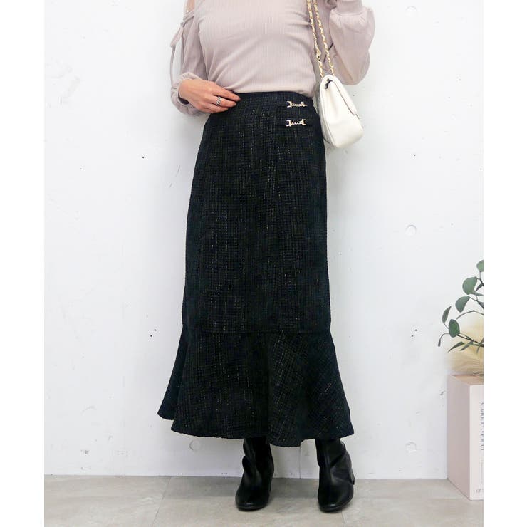 ブラック | ツイードマーメイドスカート | FUN