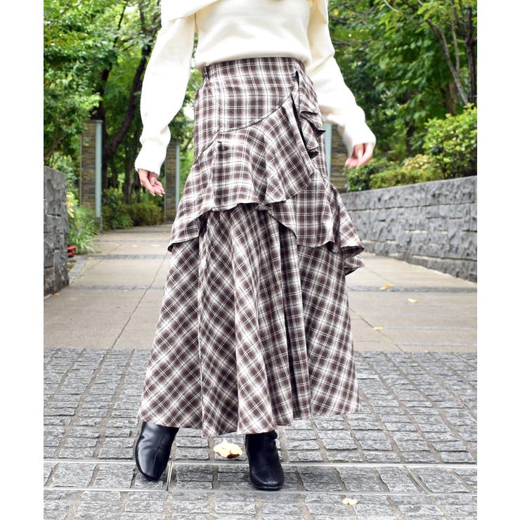 チェックフリルスカート[品番：TRNW0002012]｜FUN（ファン）の