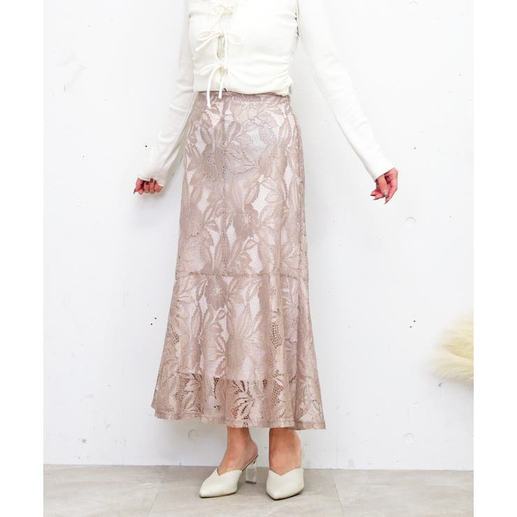 ピンクベージュ | レースマーメイドスカート | FUN
