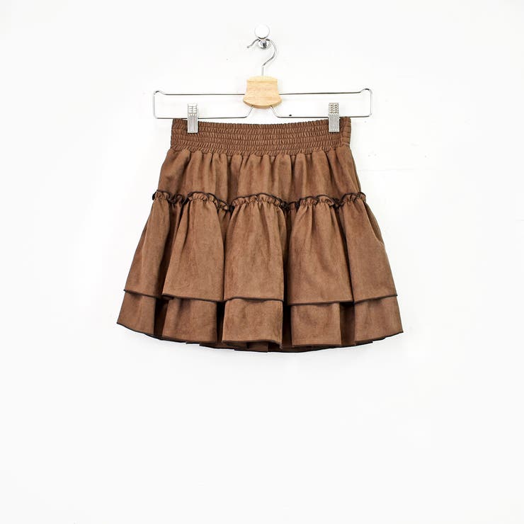 ブラウン ニット フリルスカート スエードフリルスカート[品番：TRNW0001706]｜FUN（ファン）の
