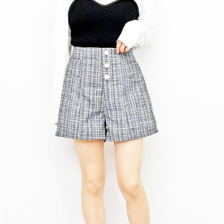 フォクシー　キュロット　ツイード　ほぼ新品です　40　ホワイト フォクシーキュロットツイードほぼ新品です40ホワイトFOXEY