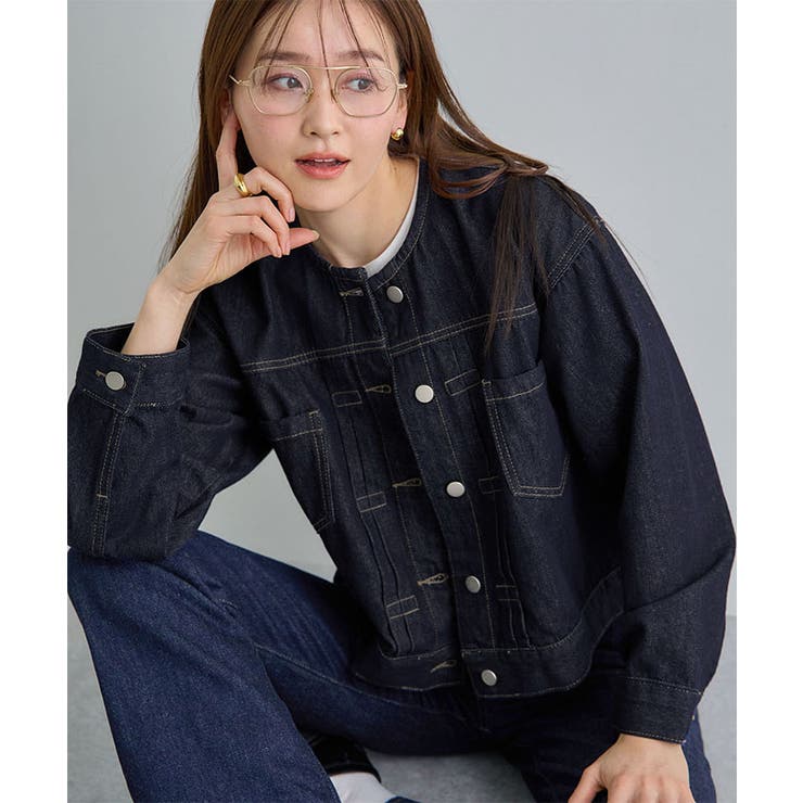 ノーカラーデニムジャケット | futier land | 詳細画像1 