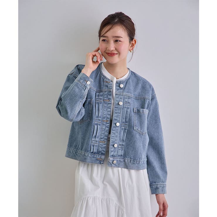 ノーカラーデニムジャケット | futier land | 詳細画像4 