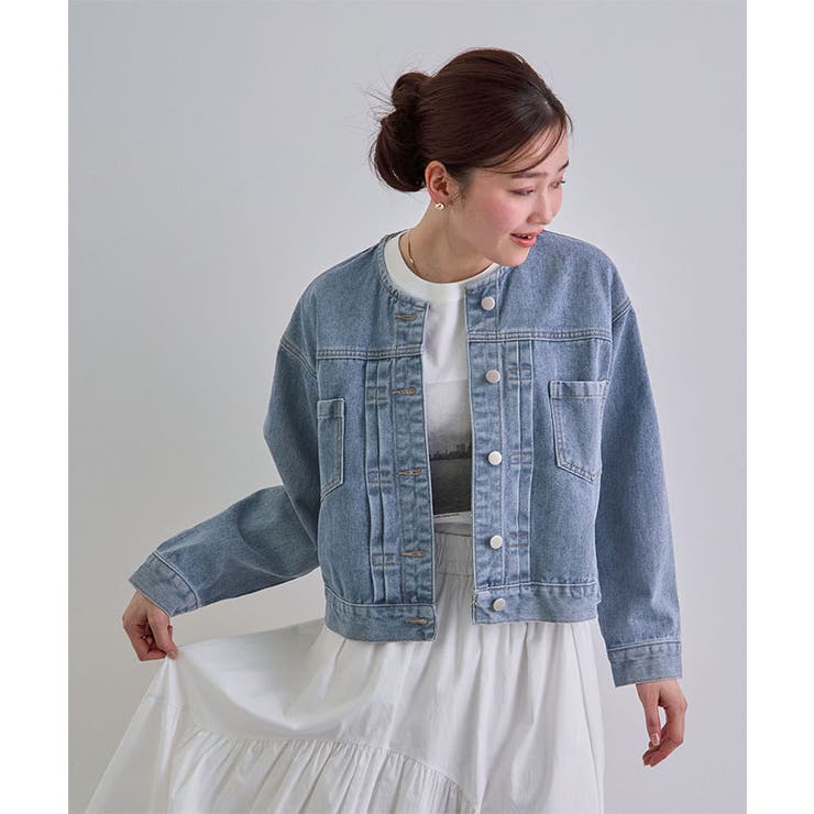 ノーカラーデニムジャケット | futier land | 詳細画像7 