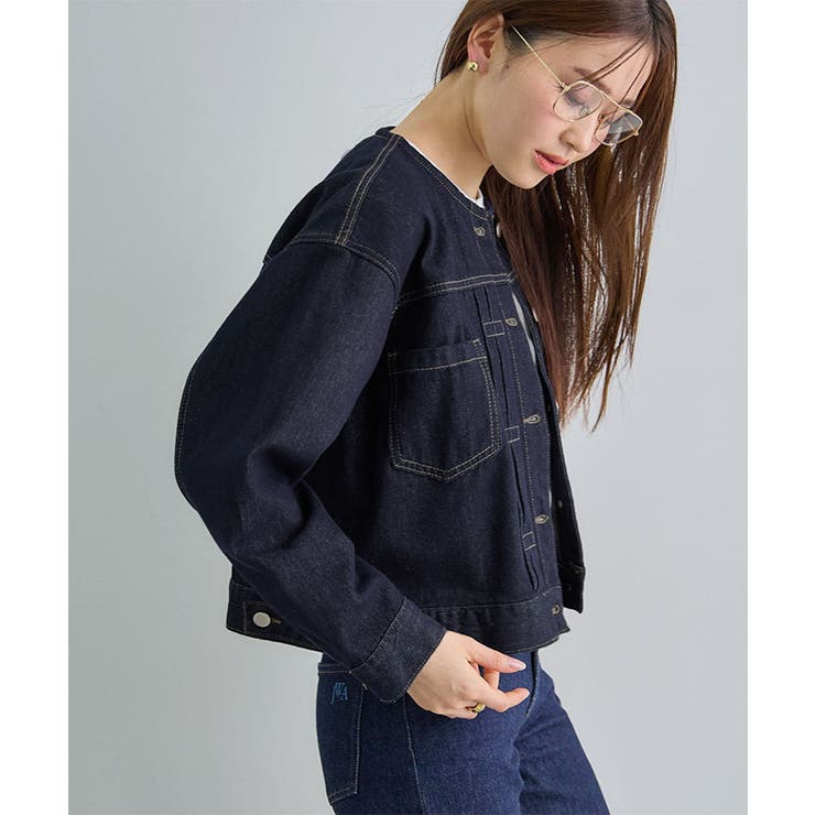 インディゴ | ノーカラーデニムジャケット | futier land