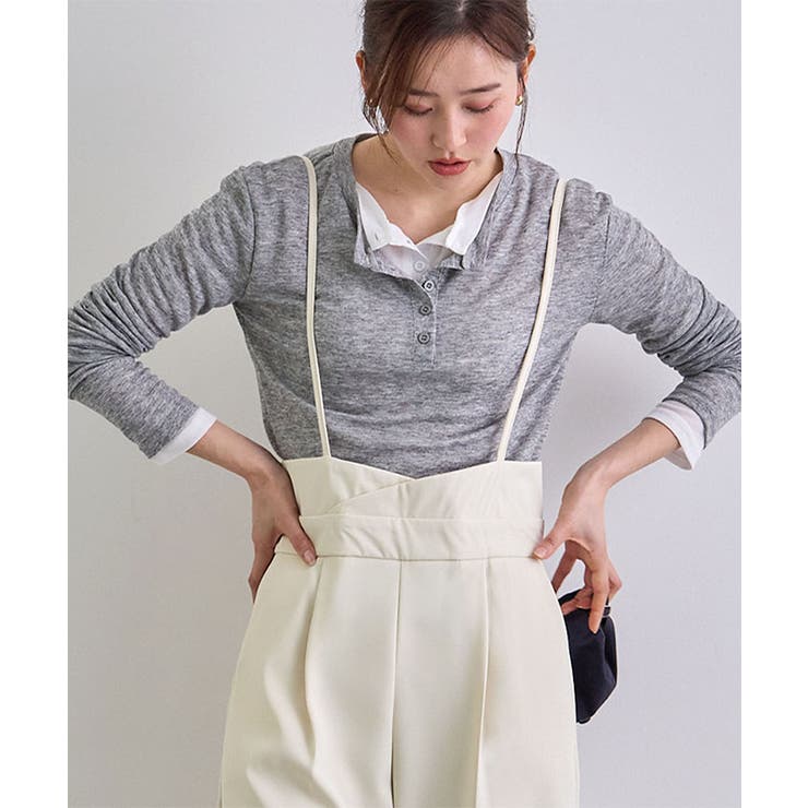 スタイルアップ効果で美脚を叶える。ハイウエストキャミサロペットスラックス | futier land | 詳細画像13 