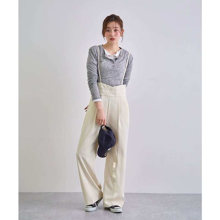 スタイルアップ効果で美脚を叶える。ハイウエストキャミサロペットスラックス | futier land | 詳細画像10 