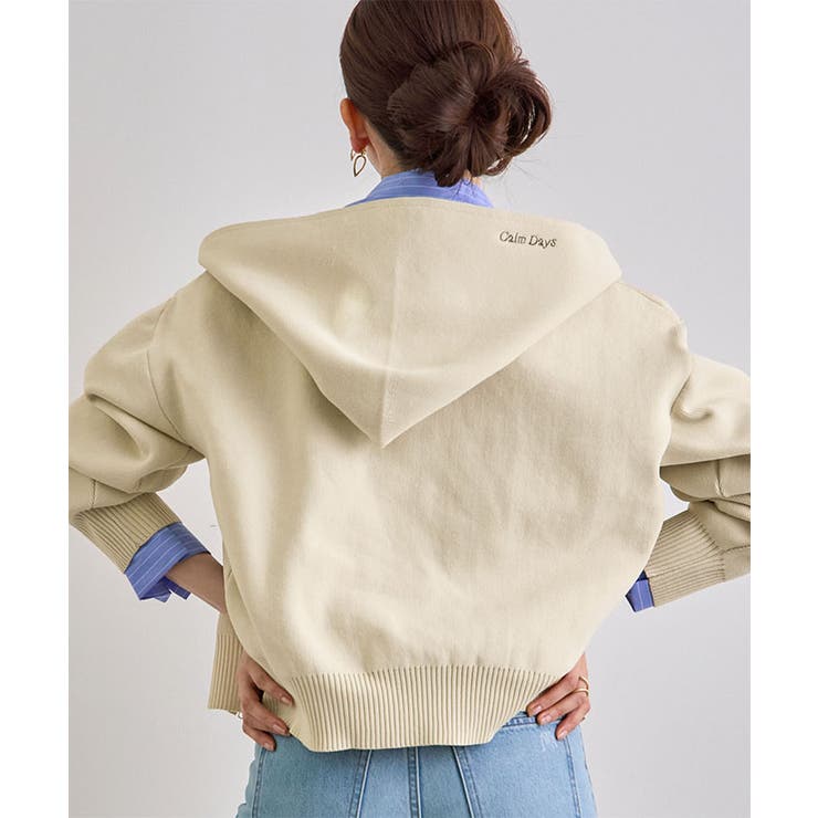 フード刺繍ニットパーカー | futier land | 詳細画像2 