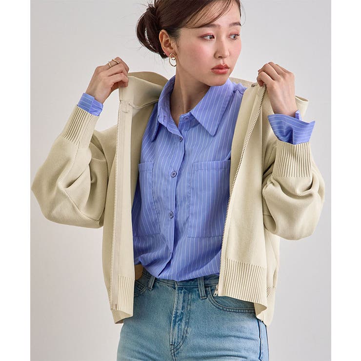 フード刺繍ニットパーカー | futier land | 詳細画像5 