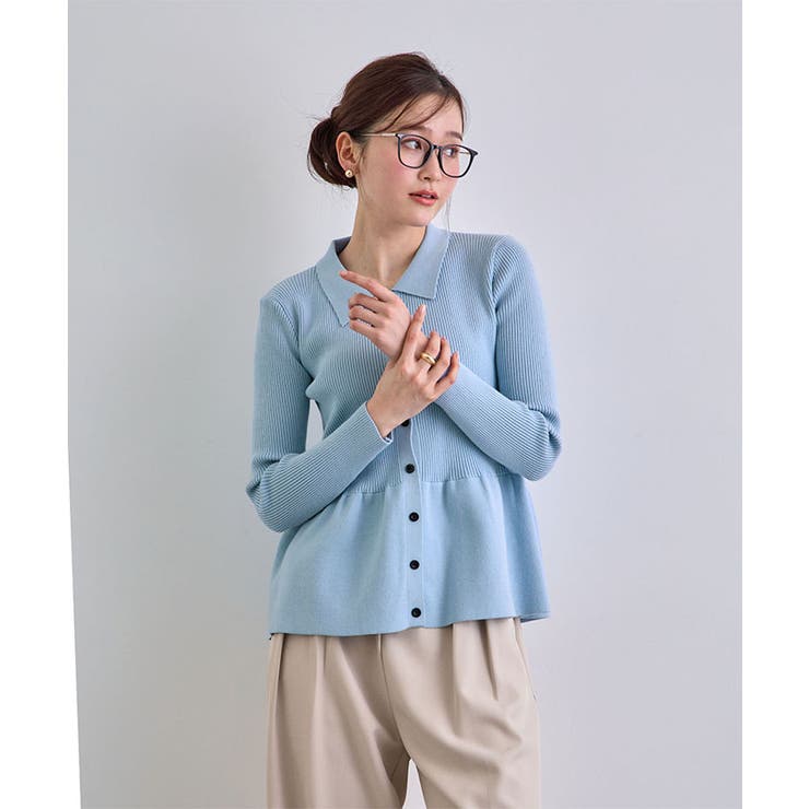 ライトブルー | 春新色追加！上品な大人へ。ペプラムリブニット | futier land