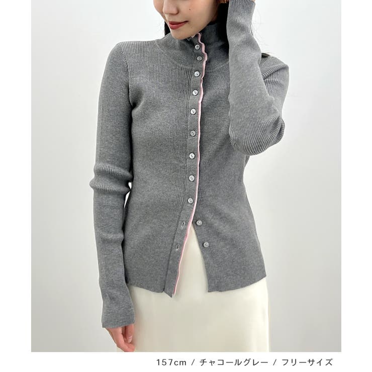 グレー | ボタンデザインタートルニット | futier land