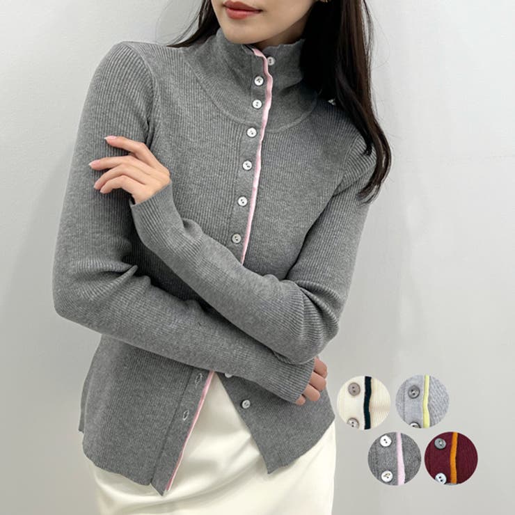 ボタンデザインタートルニット | futier land | 詳細画像1 