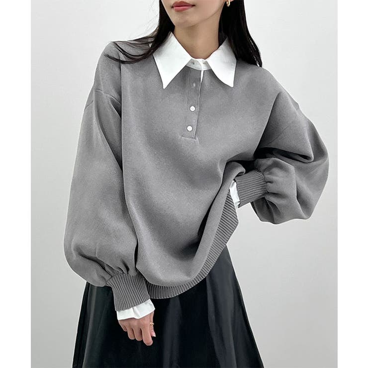 ライトグレー | 配色レイヤード風ニット | futier land