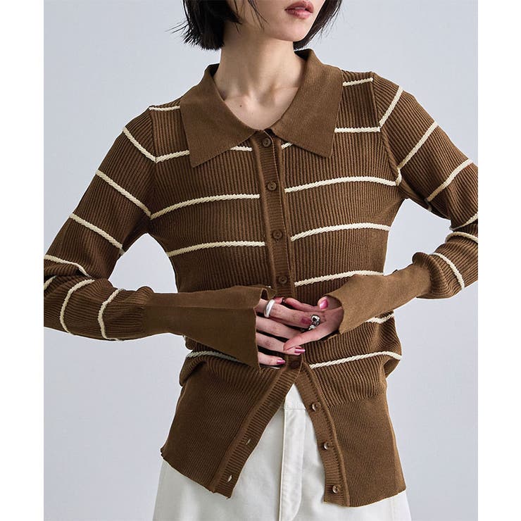 ボーダーポロ衿ニット | futier land | 詳細画像6 