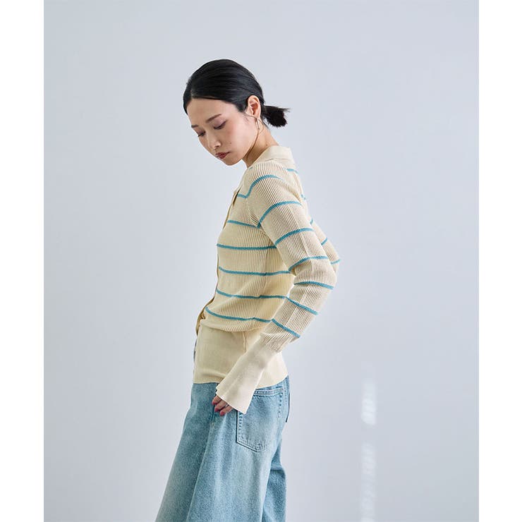 ボーダーポロ衿ニット | futier land | 詳細画像4 