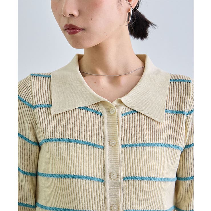 ボーダーポロ衿ニット | futier land | 詳細画像12 