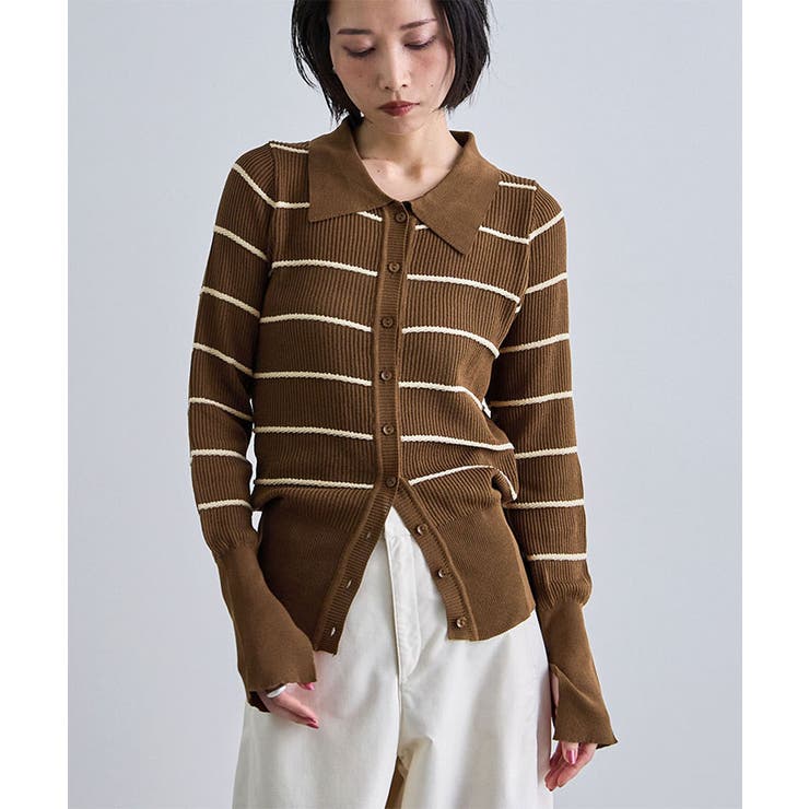 ボーダーポロ衿ニット | futier land | 詳細画像7 