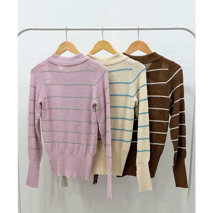 ボーダーポロ衿ニット | futier land | 詳細画像15 