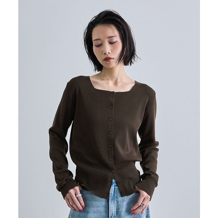 ダークブラウン | スクエアニットカーディガン | futier land