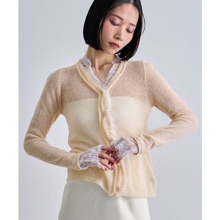 レースドッキングシアーカーディガン | futier land | 詳細画像15 