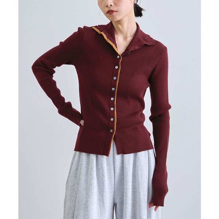 ボルドー | バイカラー2WAYニットトップス | futier land