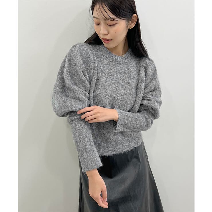 モヘアパフスリーブニットトップス																						 	… | futier land | 詳細画像1 