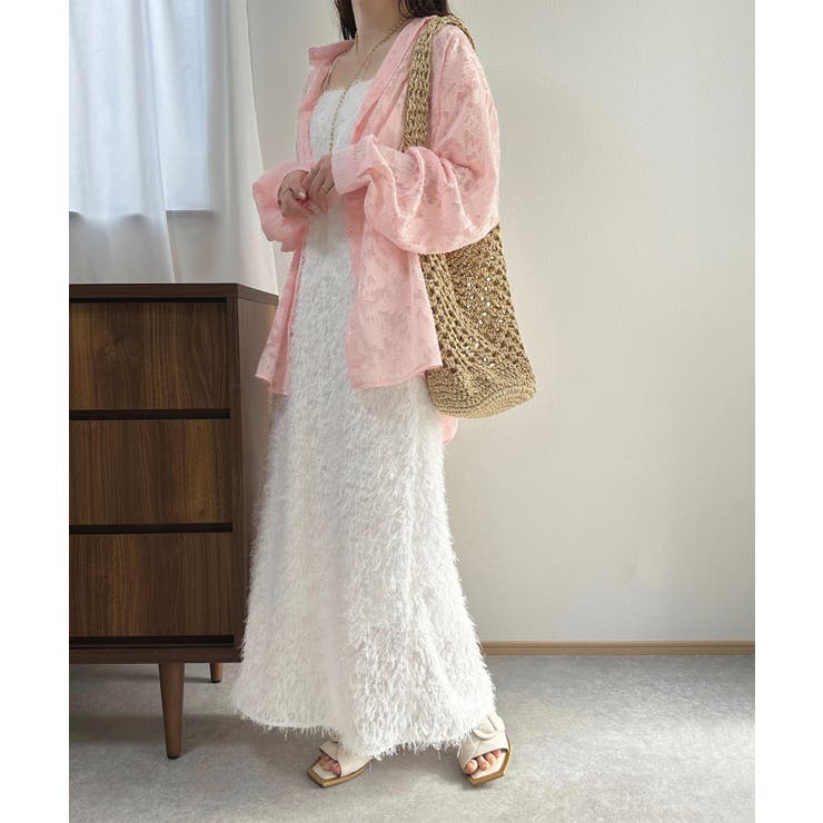キトル カットジャガードティアードブラウス シャツ シアー 長袖 F チュー SOTT ブラウス シャツ Cut Jacquard Sheer Shirt / カットジャガード