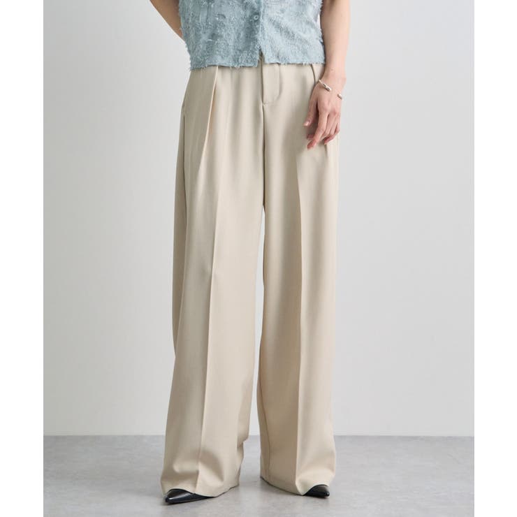 ベージュ | セータープレスタックハイウエストスラックス | futier land