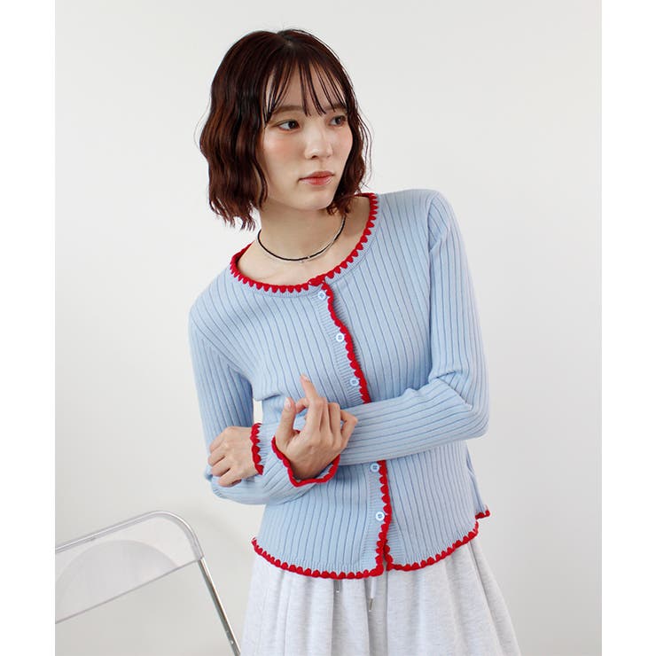 配色ステッチニットカーディガン | futier land | 詳細画像6 